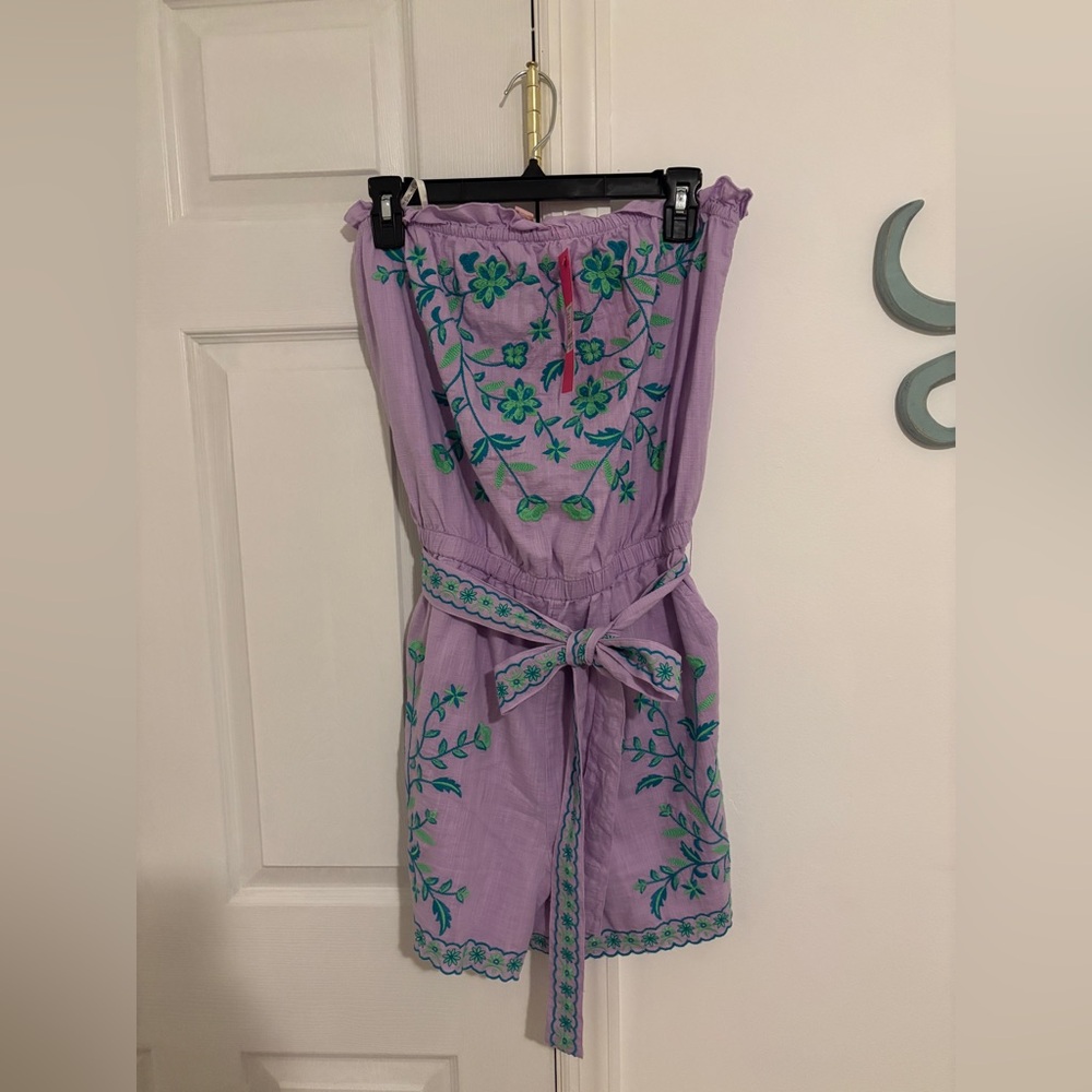 NWT Lilly Pulitzer Strapless Embroidered Purple Romper